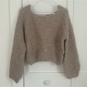 Chunky Knit Balloon Sleeve off the Shoulder Sweater